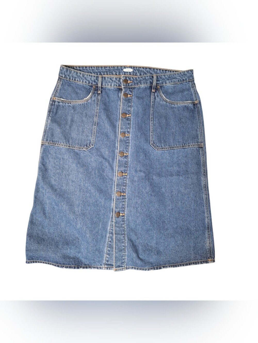 Old Navy Blue Denim Midi Skirt with Front Buttons - Picture 1 of 6
